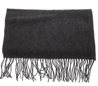 Luxurious Cashemere Blend Scarf with Fringed Ends - Charcoal Grey