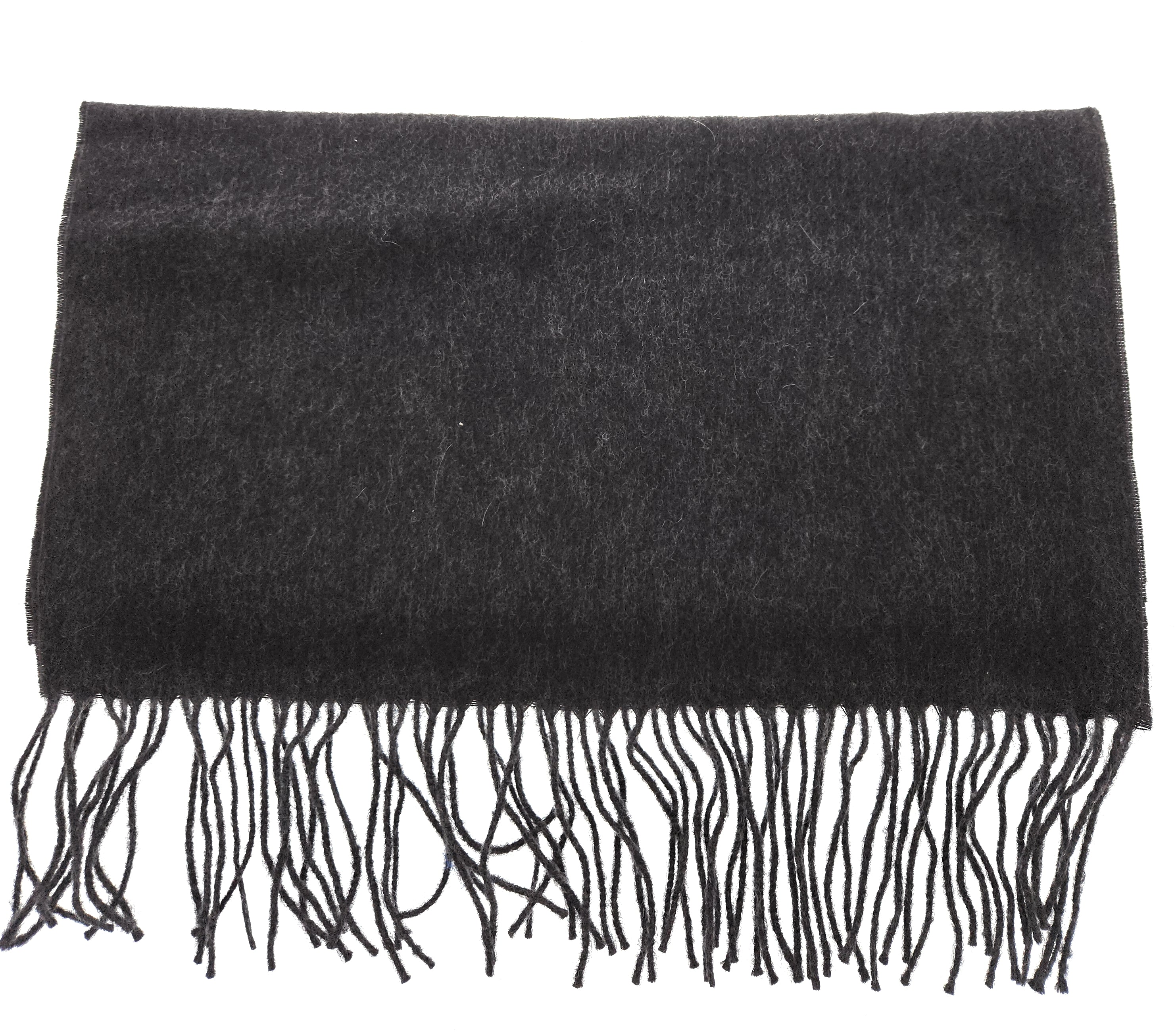 Luxurious Cashemere Blend Scarf with Fringed Ends - Charcoal Grey
