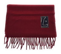 Lanvin Soft Luxurious 100% Wool Burgandy Red Fringe Scarf