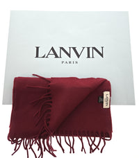 Lanvin Soft Luxurious 100% Wool Burgandy Red Fringe Scarf