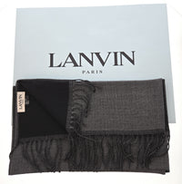 Lanvin 100% Wool Scarf - Lightweight Grey Wrap with Fringe