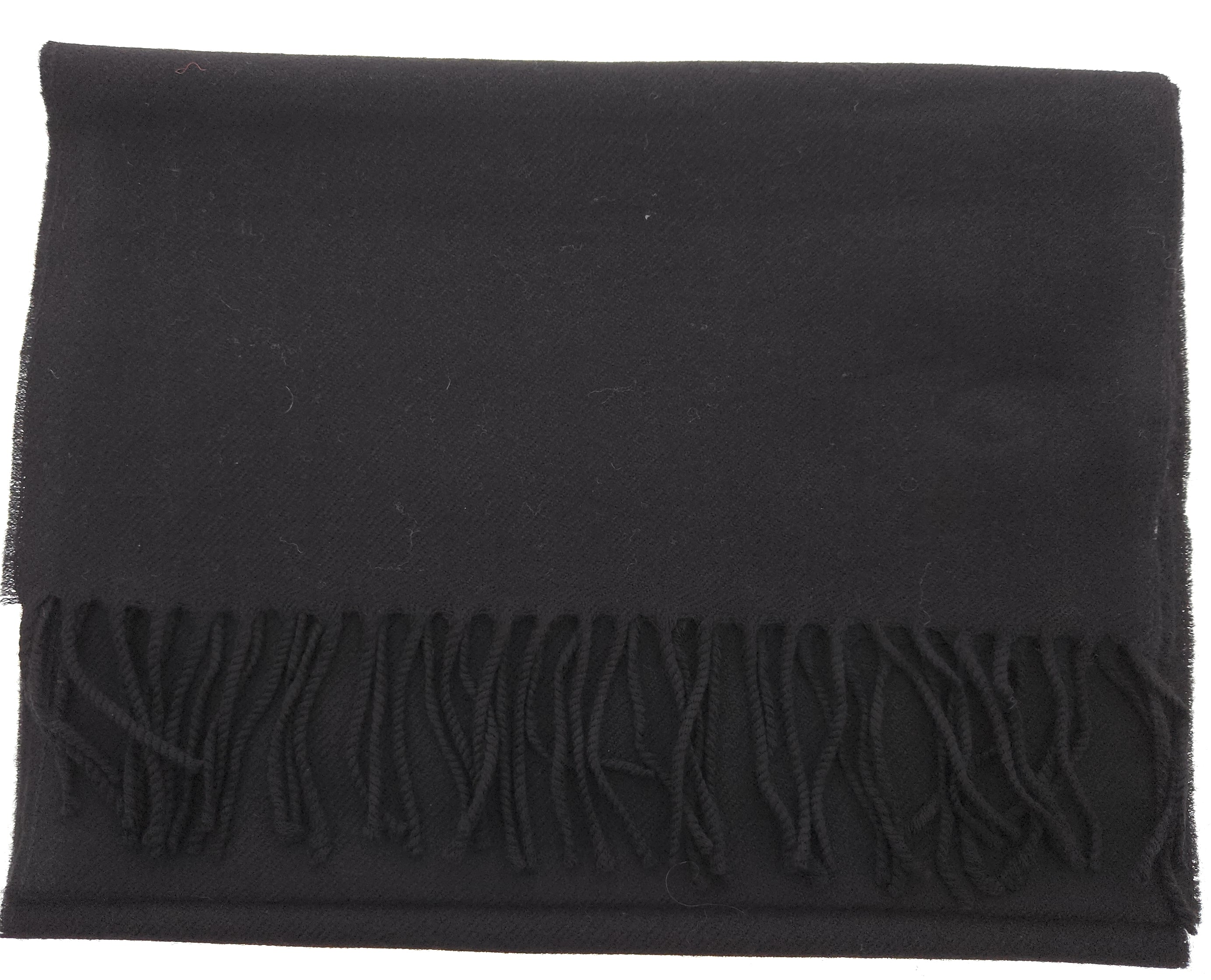 Lanvin 100% Wool Scarf - Black Luxurious Wrap with Fringe