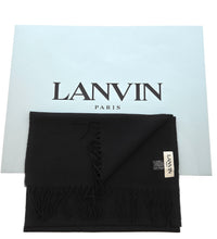 Lanvin 100% Wool Scarf - Black Luxurious Wrap with Fringe