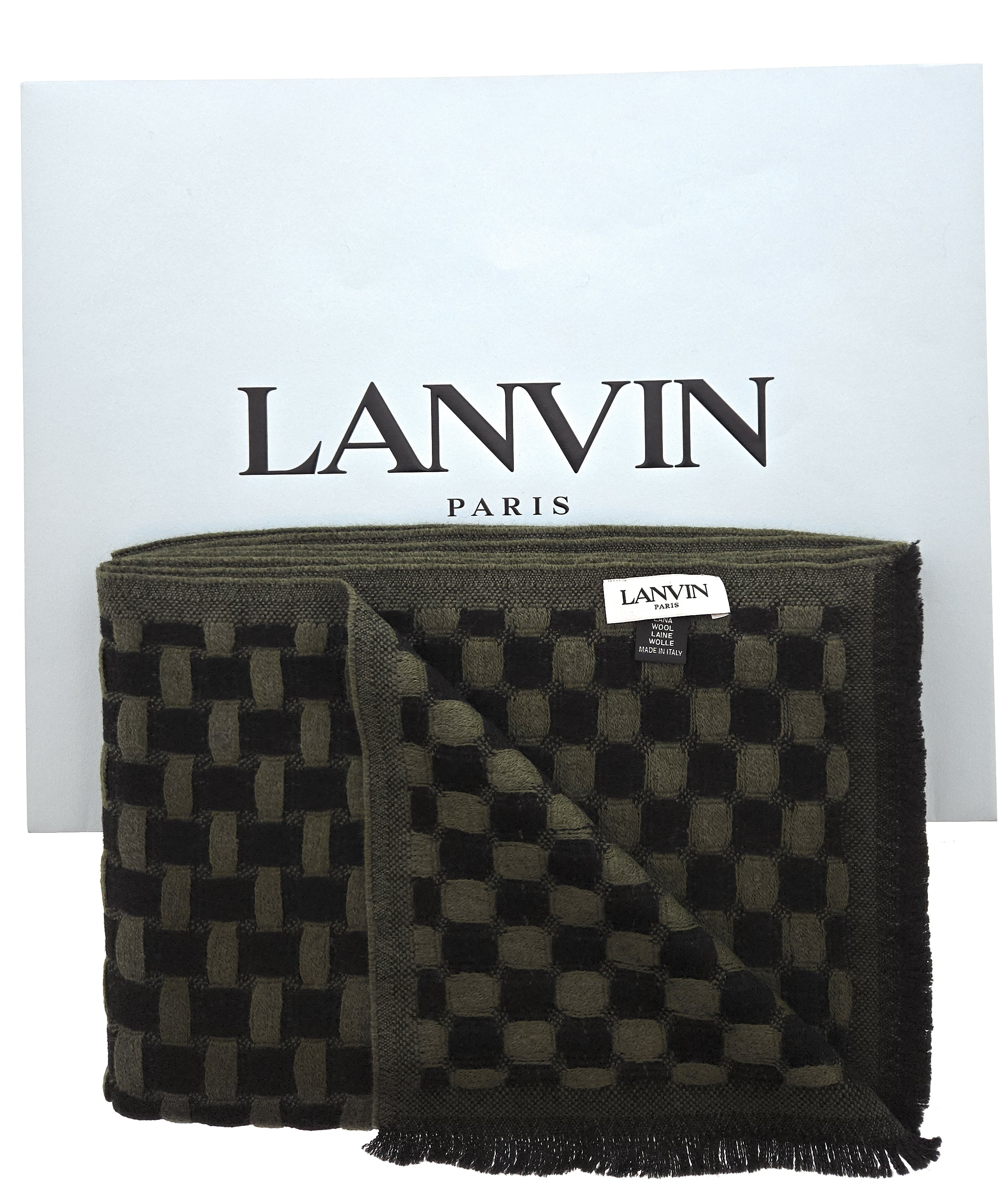 Lanvin Soft Luxurious 100% Wool Green Fringe Scarf – Bluefly