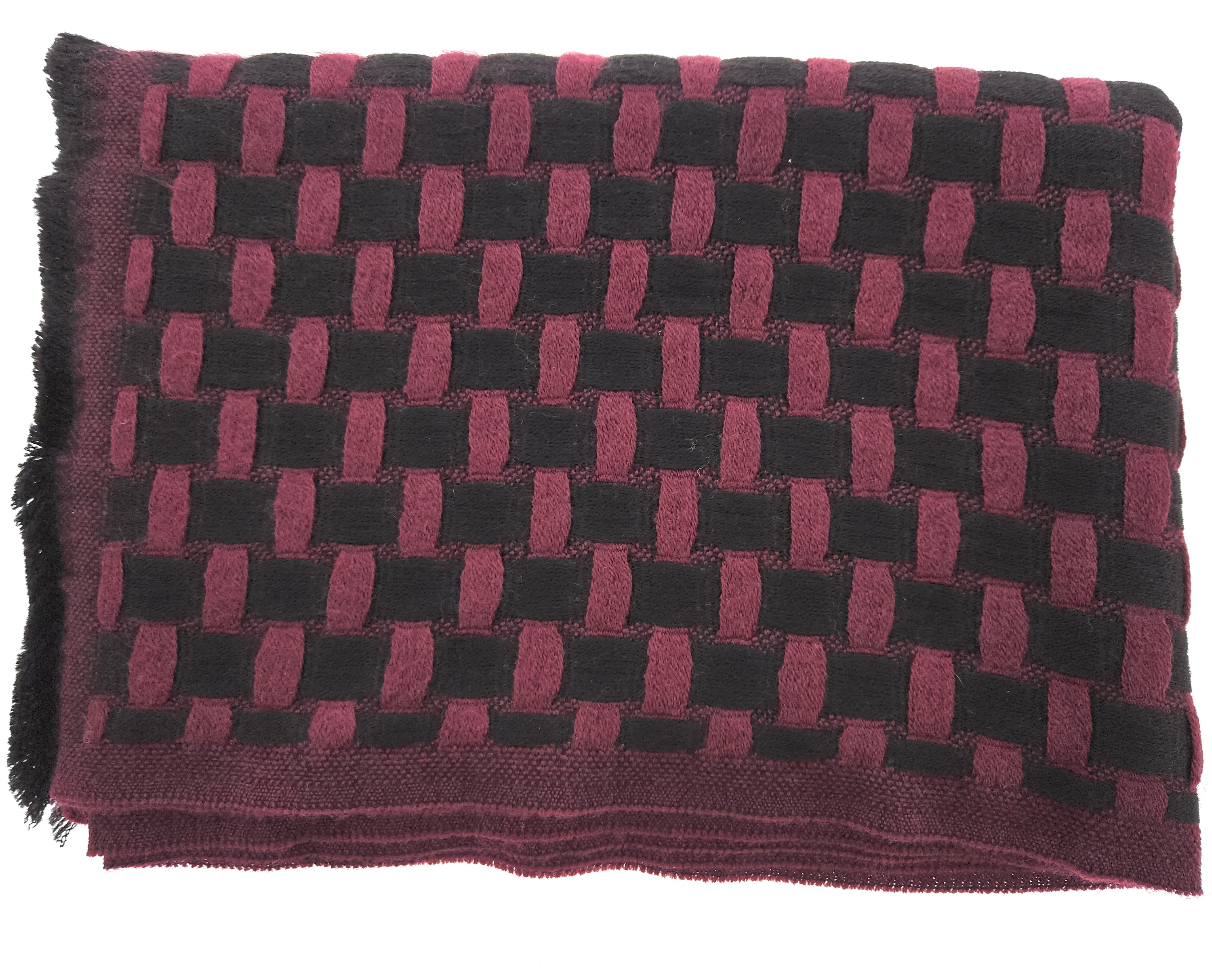 Lanvin Soft Luxurious 100% Wool Red Fringe Scarf
