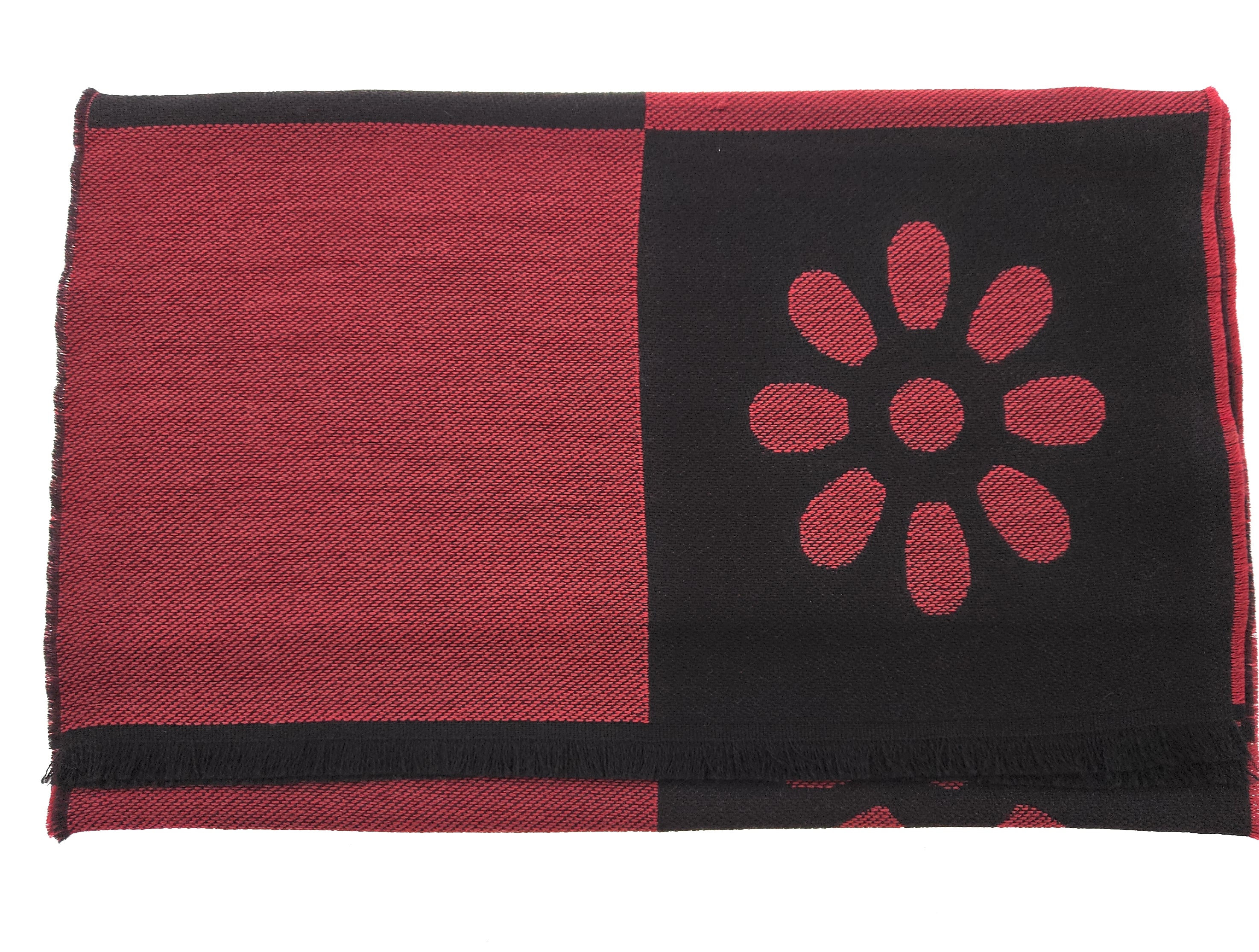 Lanvin Soft Luxurious 100% Wool Red Fringe Scarf