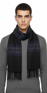 Lanvin Soft Luxurious 100% Cashmere Blue Fringe Scarf