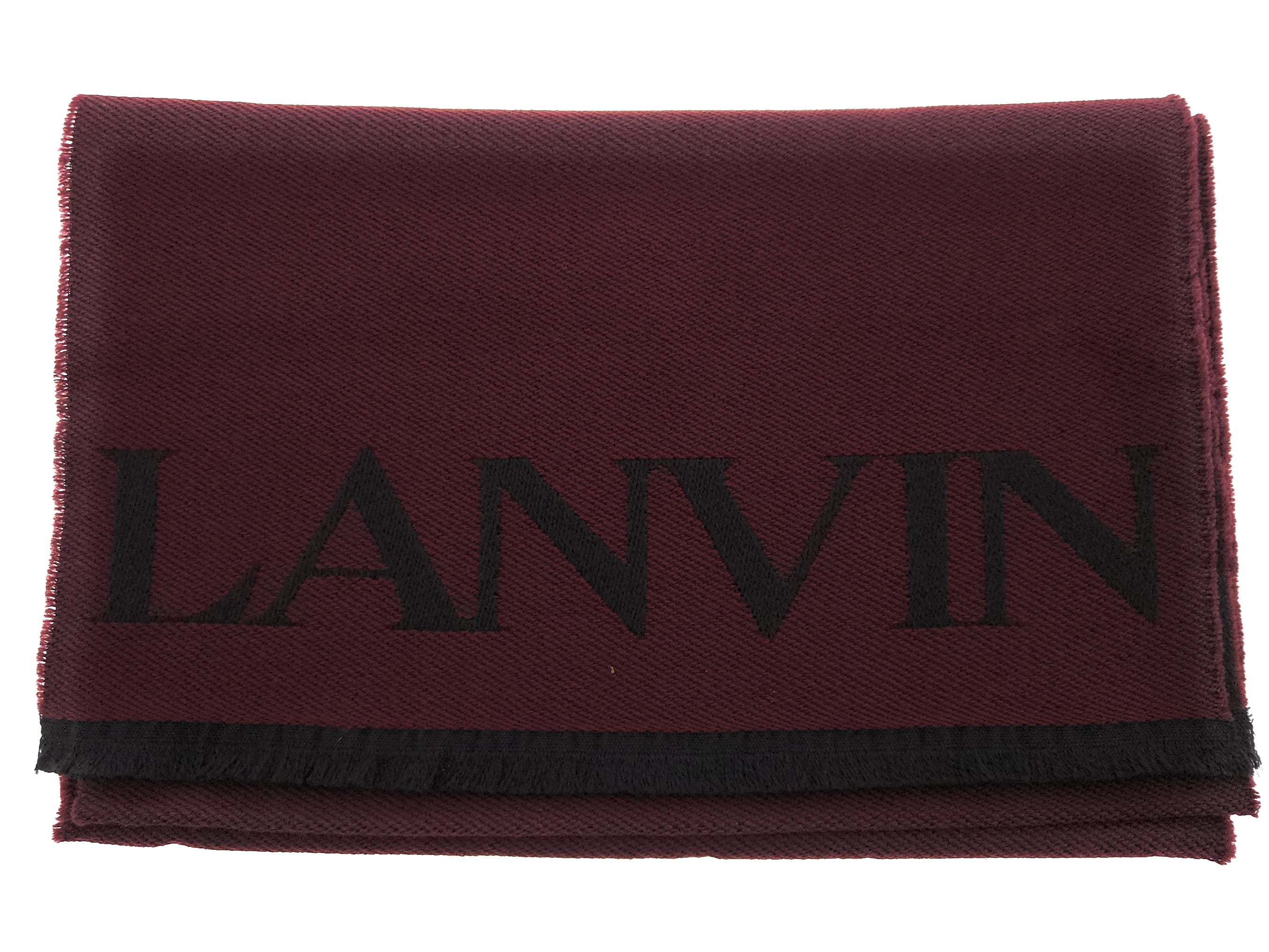 Lanvin Soft Luxurious 100% Wool Red Fringe Scarf