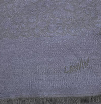 Lanvin Soft Luxurious 100% Wool Blue Fringe Scarf