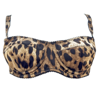 Dolce & Gabbana Leopard Print Underwire Balconette Satin Bra-34A
