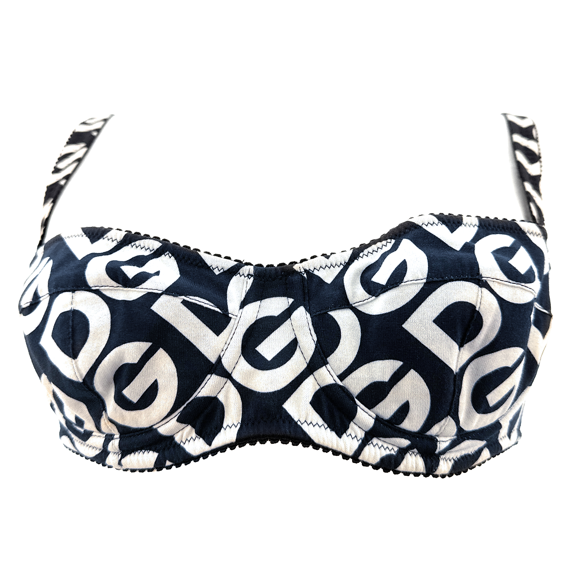 Dolce & Gabbana Monogram Logo Print Underwire Bra – Black & Beige
