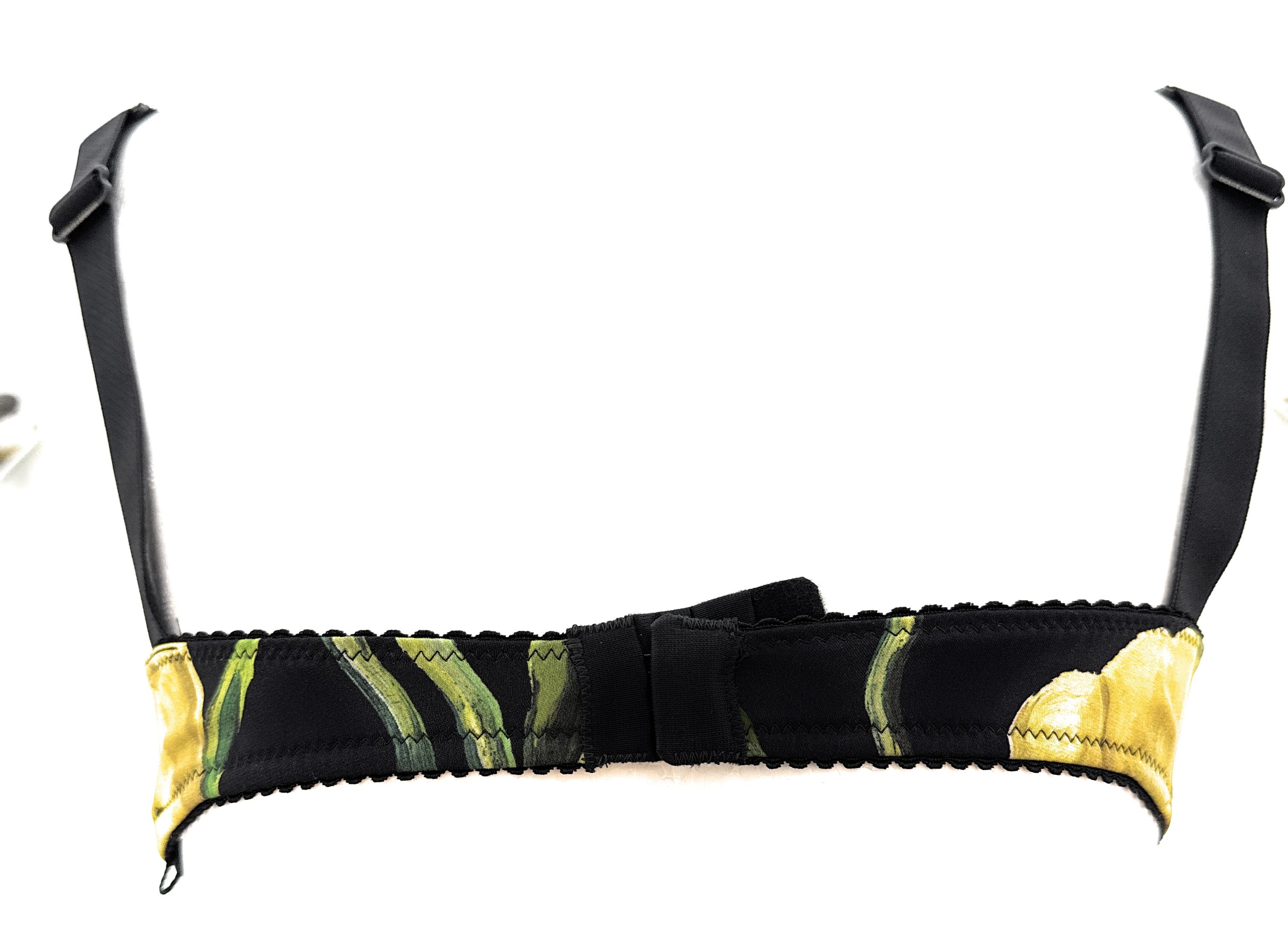 Dolce & Gabbana Yellow Floral & Black Lace Underwire Bra-34A