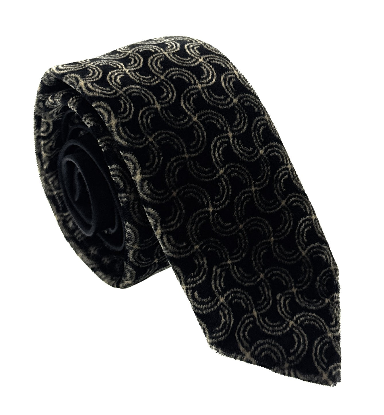Emporio Armani Mens Black & Gold Golden waves Tie – Made in Italy