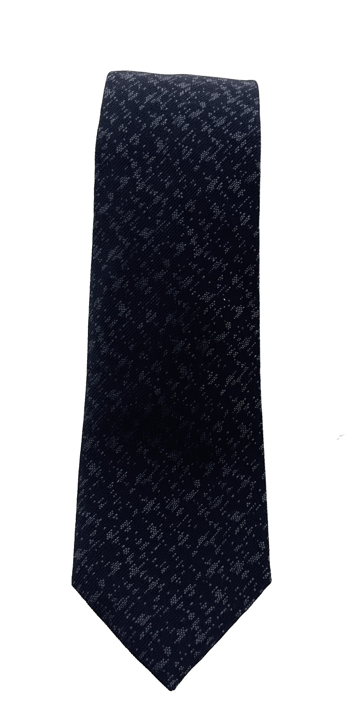 Emporio Armani Mens Night Blue Patch watermark Tie – Made in Italy