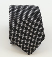 Emporio Armani Mens Black & Grey Grey Dotted Tie – Made in Italy