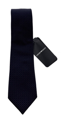 Emporio Armani Marine Blue Red Dotted Polyester-Silk Blend Tie – 3in