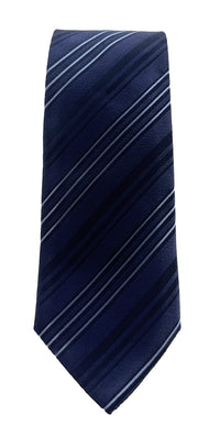Emporio Armani Mens Blue Striped Tie – Made in Italy