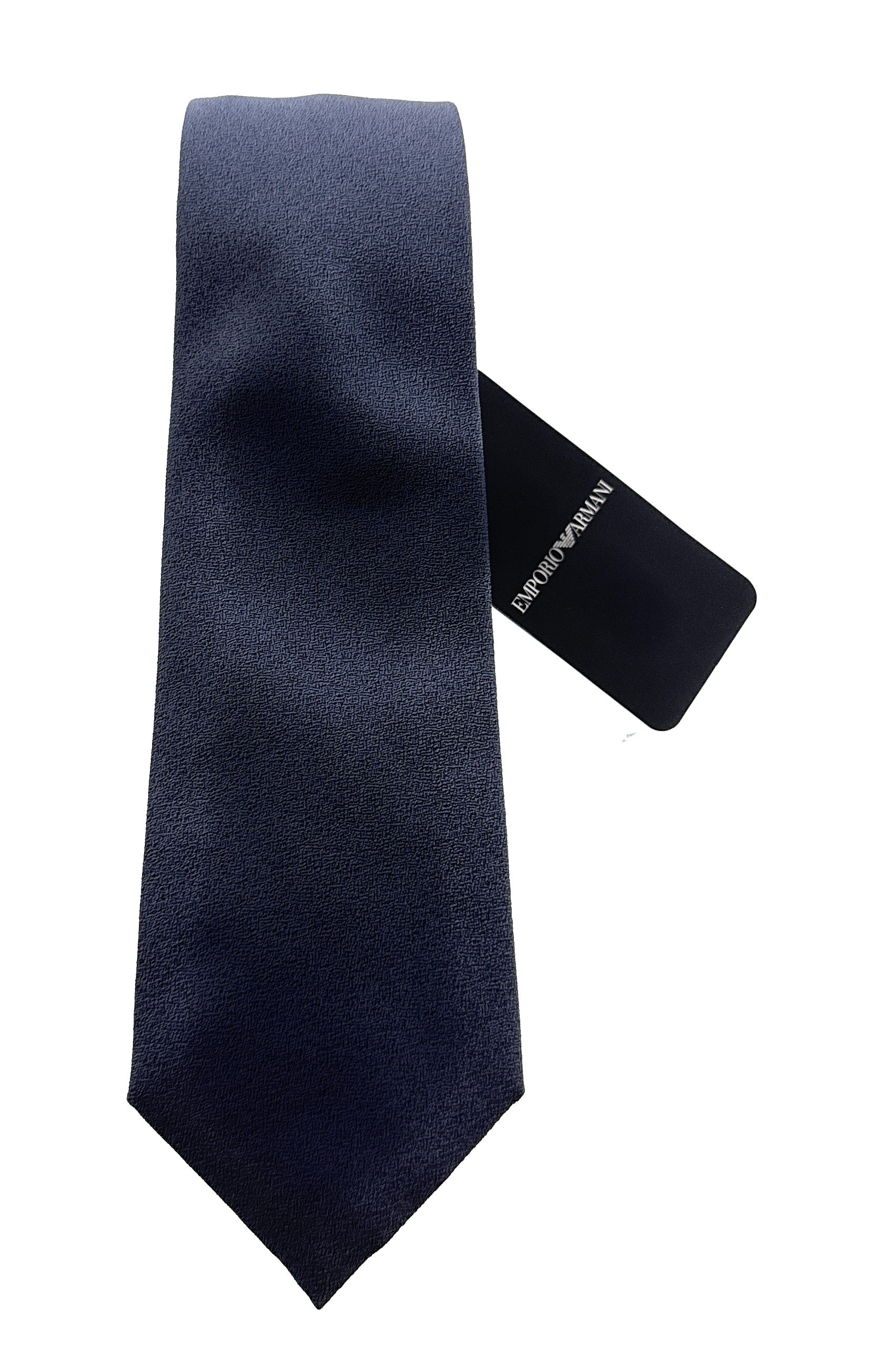 Emporio Armani Steel Blue Solid Textured Men's Tie – Made in Italy