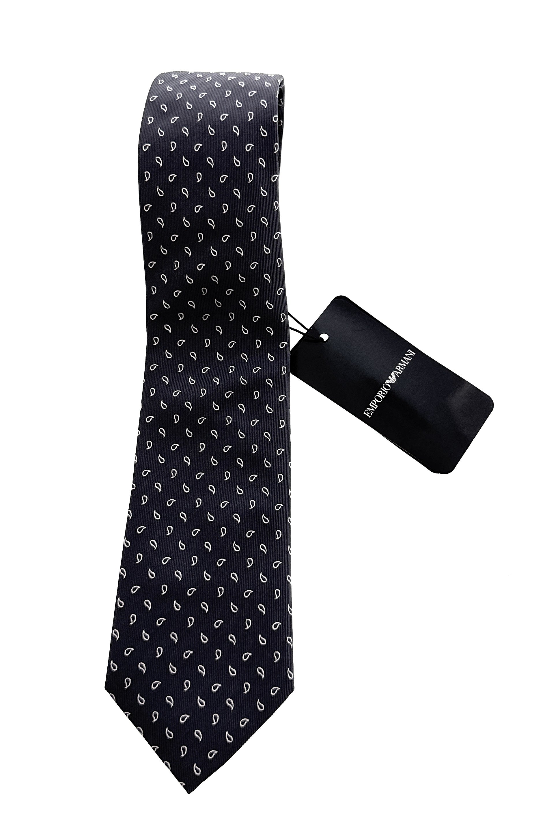 Emporio Armani Black Dotted 100% Silk Mens Tie
