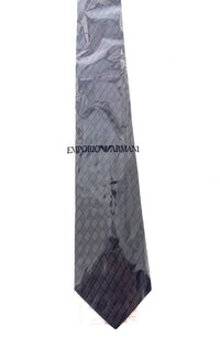 Emporio Armani Anthracite Grey Diamond weave Men's Tie, 3"
