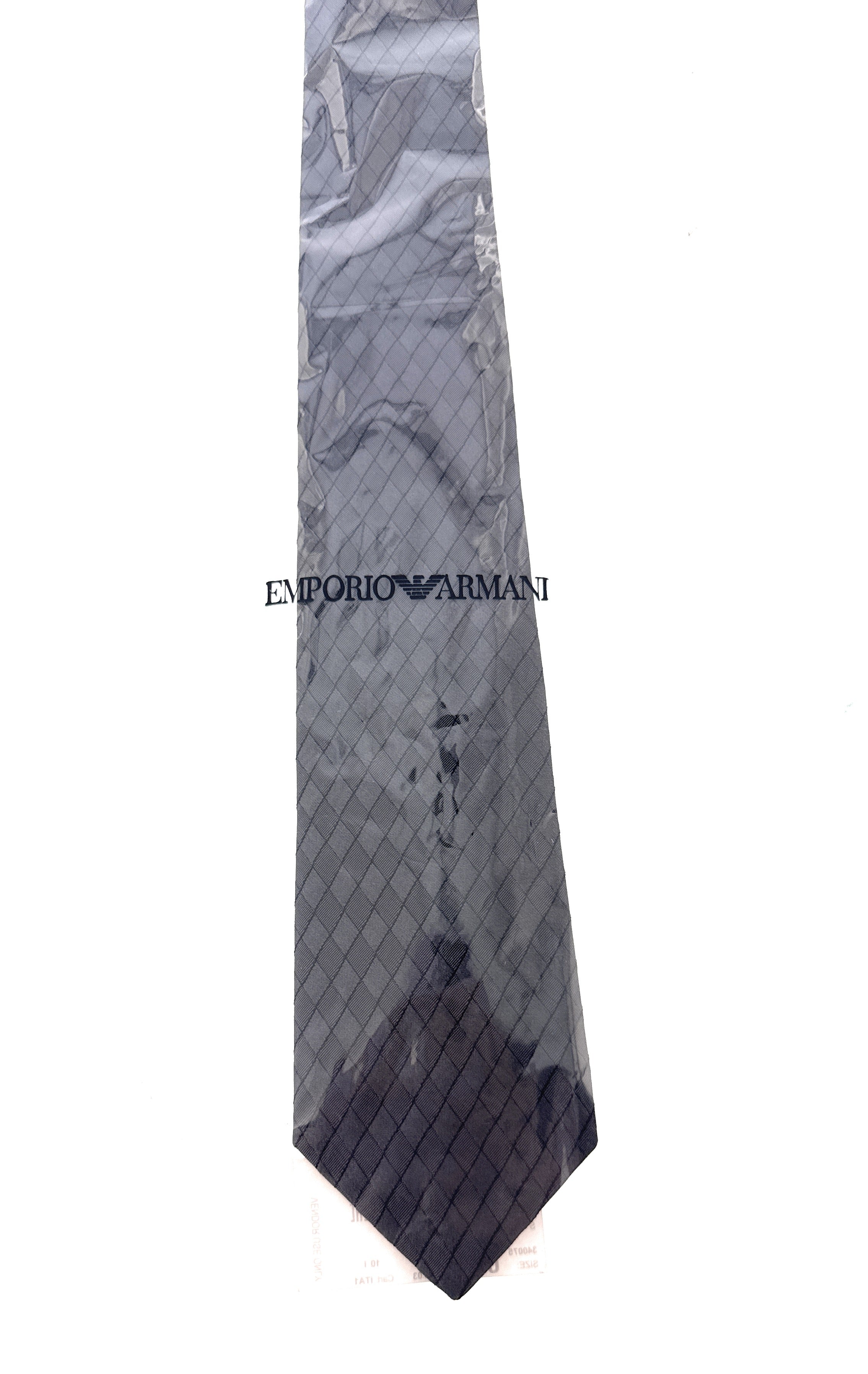 Emporio Armani Anthracite Grey Diamond weave Men's Tie, 3"