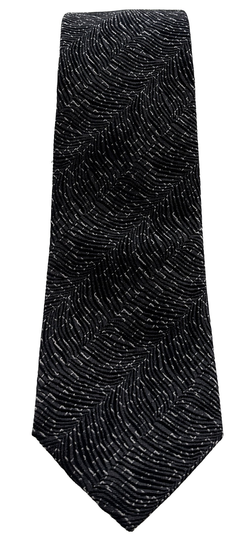 Emporio Armani Charcoal Abstract Polyester-Silk Blend Tie – 3in
