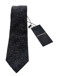 Emporio Armani Charcoal Abstract Polyester-Silk Blend Tie – 3in