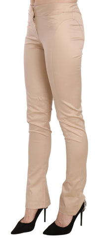 Just Cavalli Cream Low Waist Skinny Formal Trousers Women's Pants