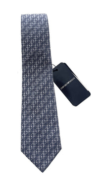 Emporio Armani Men’s Light Blue Maze Pattern Silk Necktie, 3''