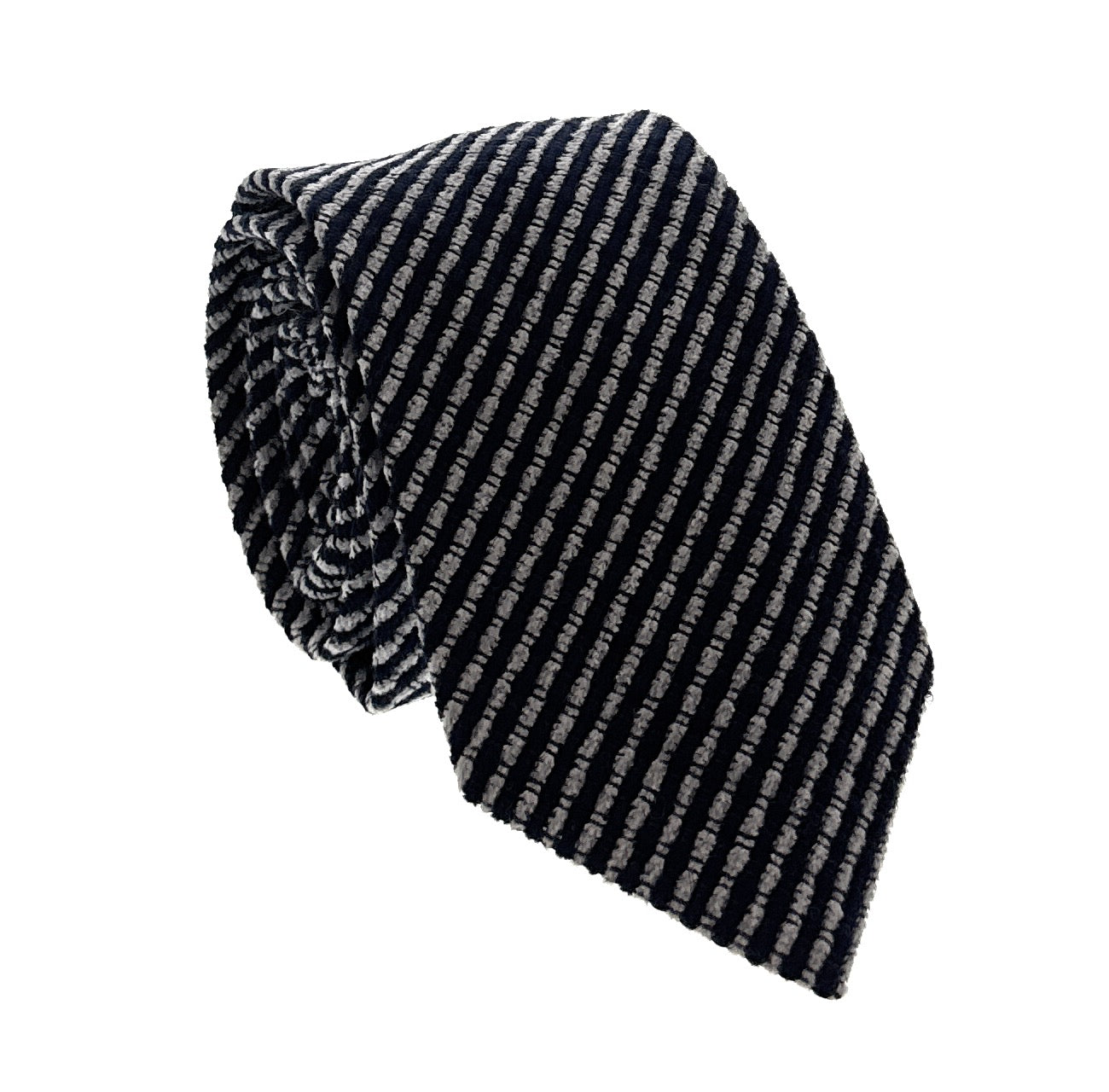 Emporio Armani Men's Blue & Grey Striped Tie, 3"