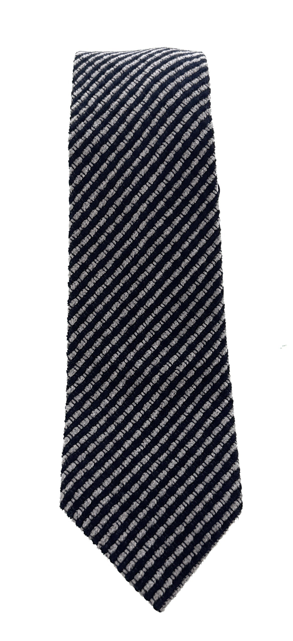 Emporio Armani Men's Blue & Grey Striped Tie, 3"