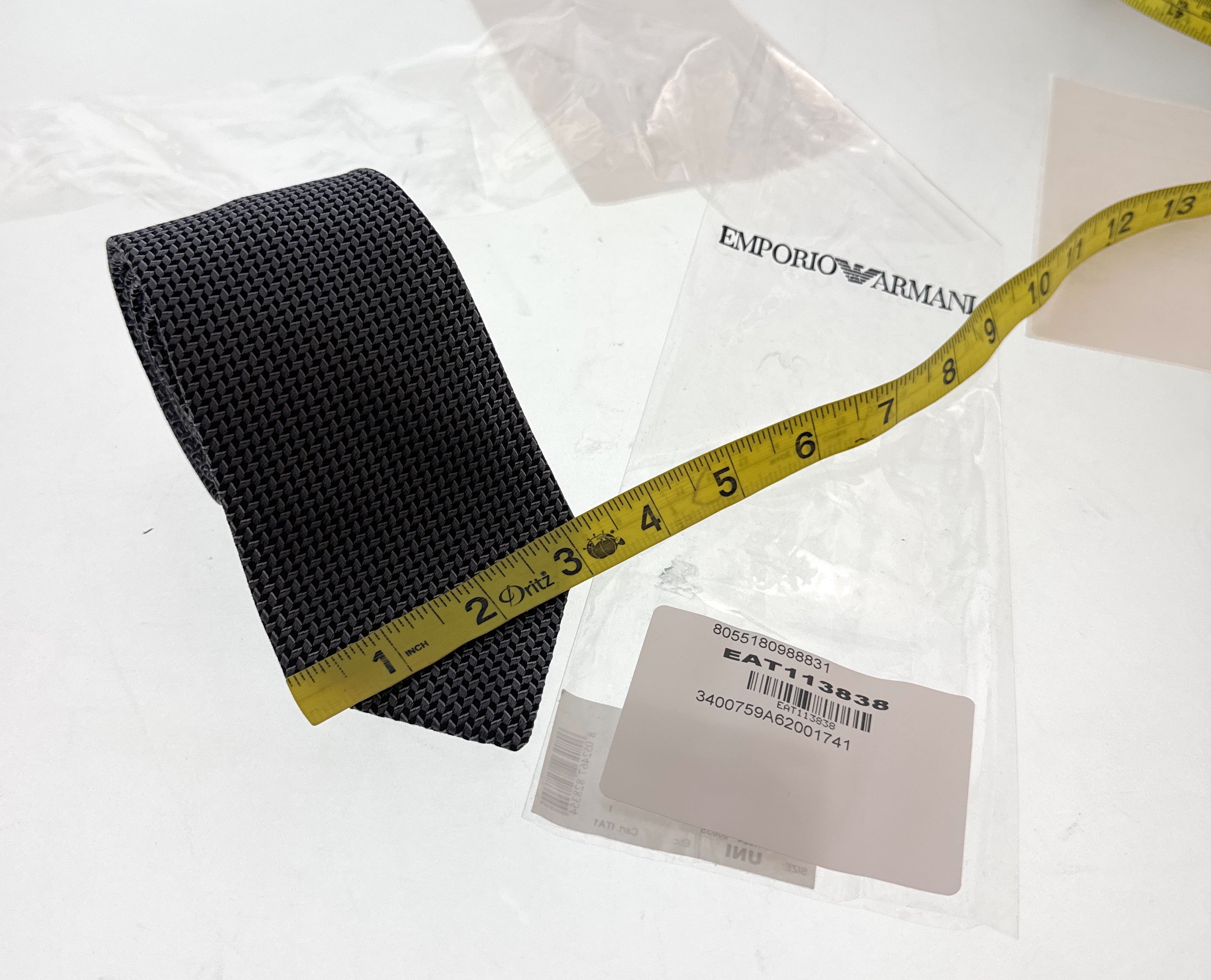 Emporio Armani Iron Grey Geometric Men's Tie, 3"
