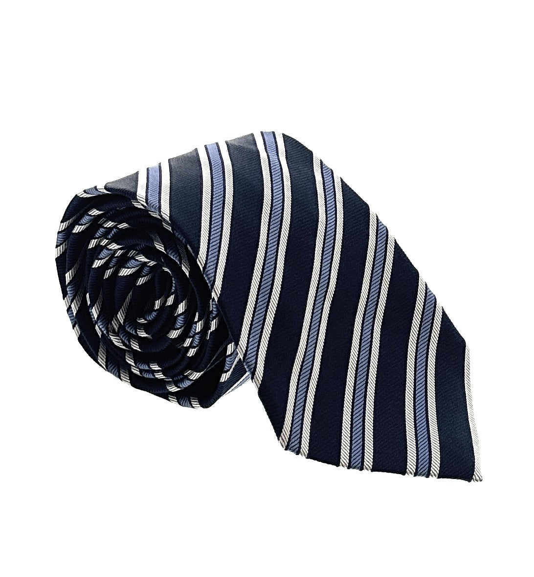 Emporio Armani Mens Night Blue Regimental stripe Tie – Made in Italy