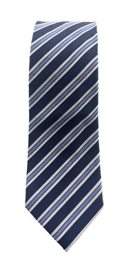 Emporio Armani Mens Night Blue Regimental stripe Tie – Made in Italy