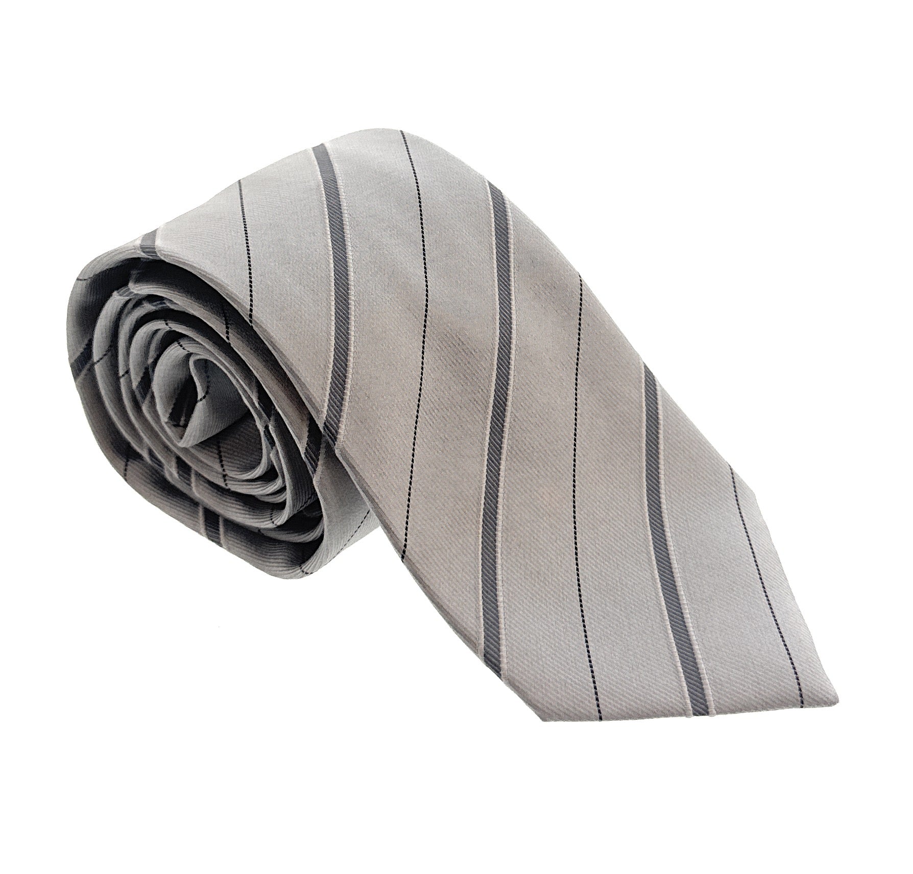 Emporio Armani Pearl Grey Regimental stripe Men's Tie, 3"