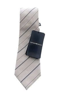 Emporio Armani Pearl Grey Regimental stripe Men's Tie, 3"
