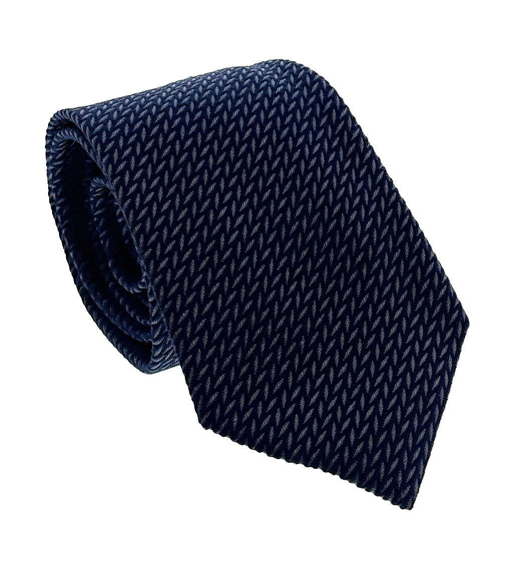 Emporio Armani Men's Blue & Grey Herringbone 51%%Otton 49%%Ilk Tie, 3"