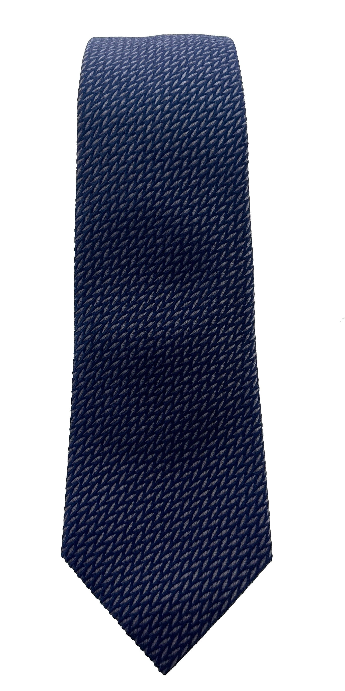Emporio Armani Men's Blue & Grey Herringbone 51%%Otton 49%%Ilk Tie, 3"