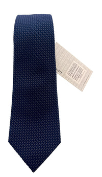 Emporio Armani Men's Blue & Grey Herringbone 51%%Otton 49%%Ilk Tie, 3"