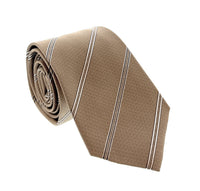 Emporio Armani Men’s Khaki Regimental Stripe Silk Necktie, 3"