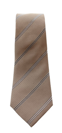 Emporio Armani Men’s Khaki Regimental Stripe Silk Necktie, 3"