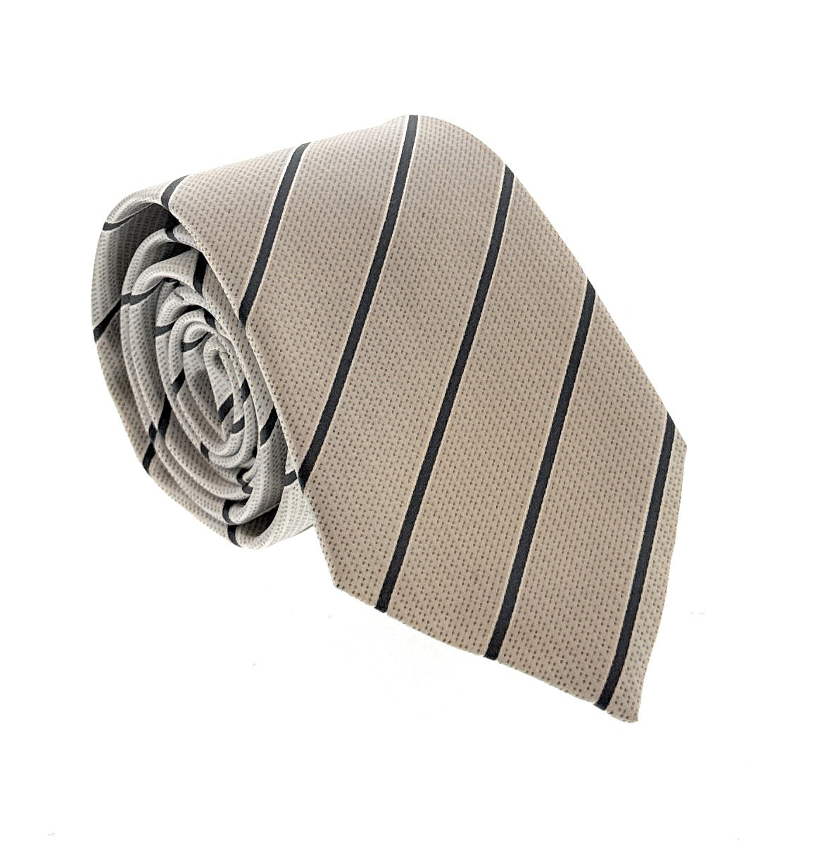 Emporio Armani Mens White Grey Stripe Tie – Made in Italy