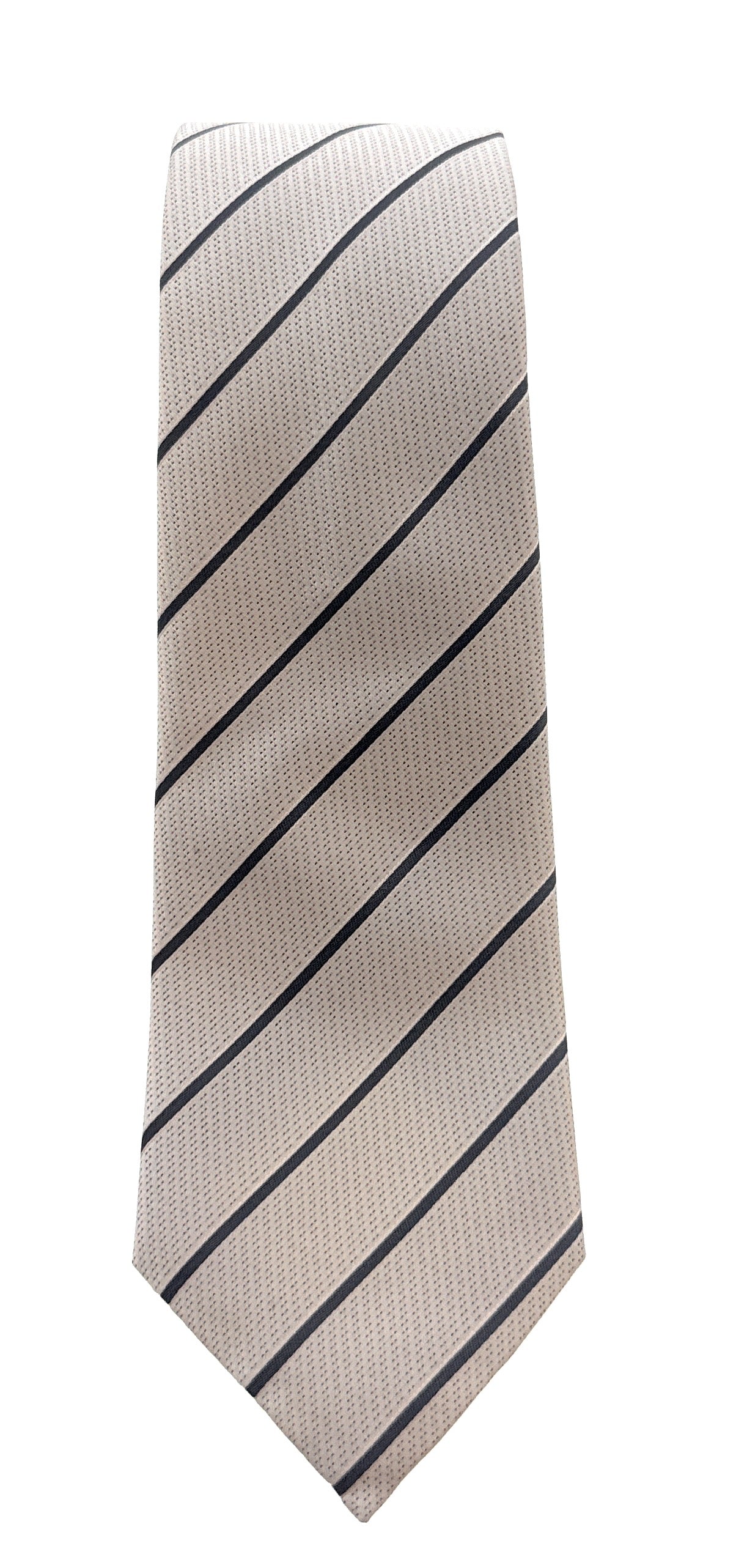 Emporio Armani Mens White Grey Stripe Tie – Made in Italy