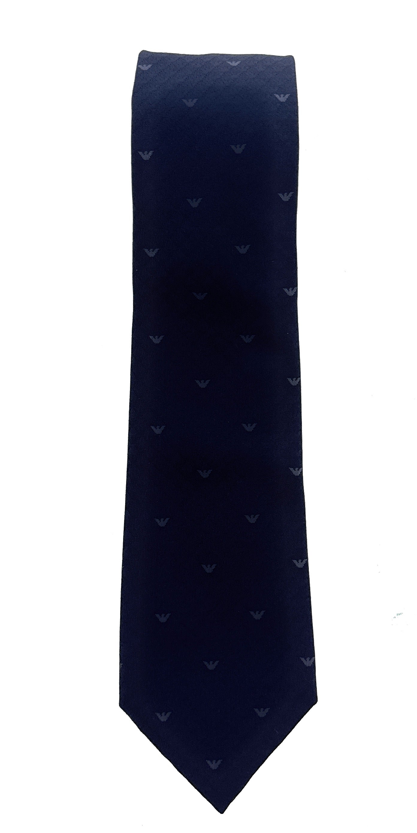 Emporio Armani Navy Blue Armani Logo Pattern Men's Tie – Made in Italy
