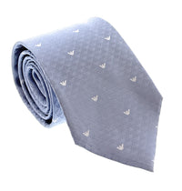 Emporio Armani Men’s Light Blue Silk Necktie with Logo Print, 3"