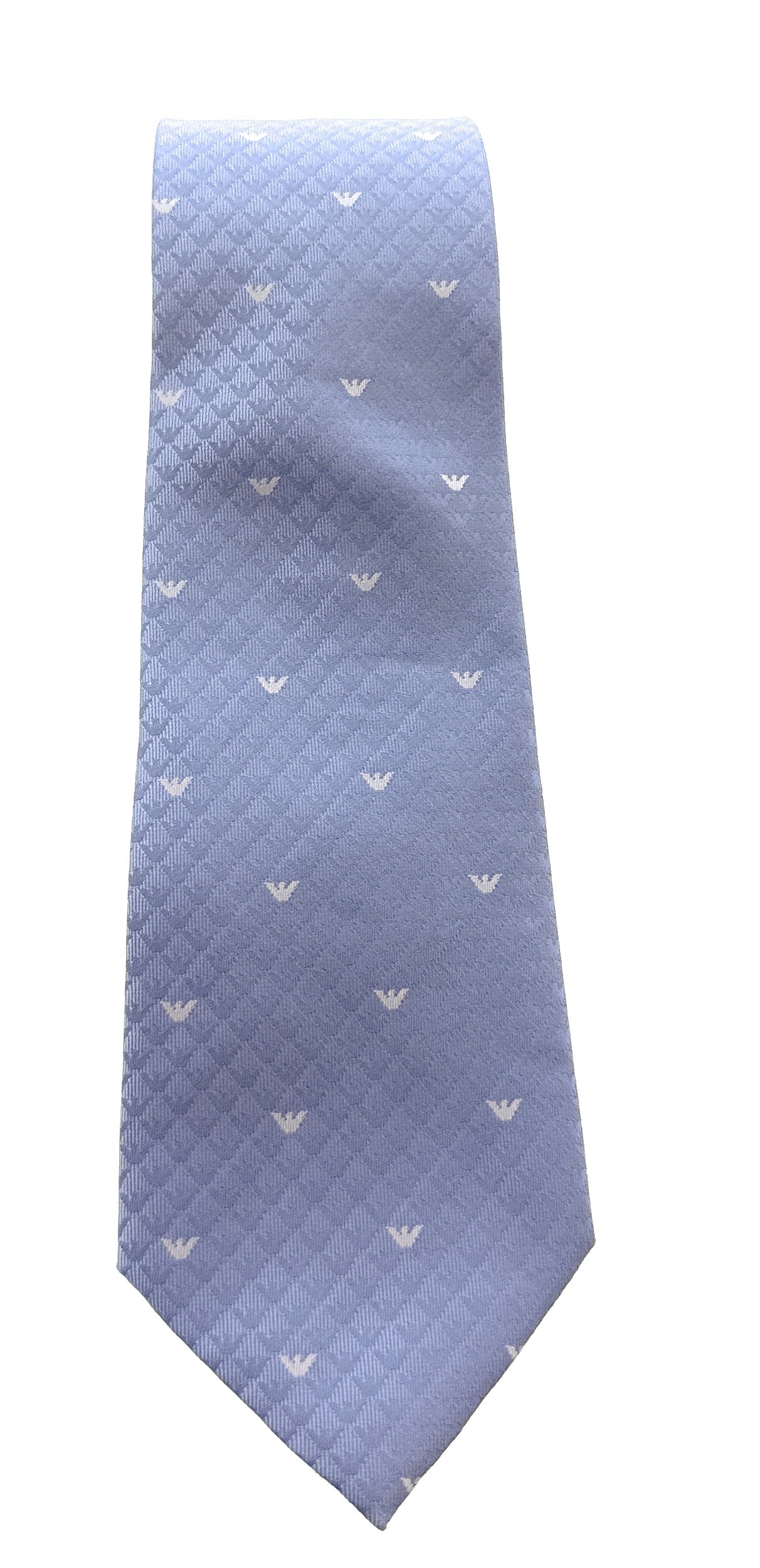 Emporio Armani Men’s Light Blue Silk Necktie with Logo Print, 3"