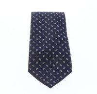 Emporio Armani Night blue Teardrop motif pattern 100% Silk Mens Tie