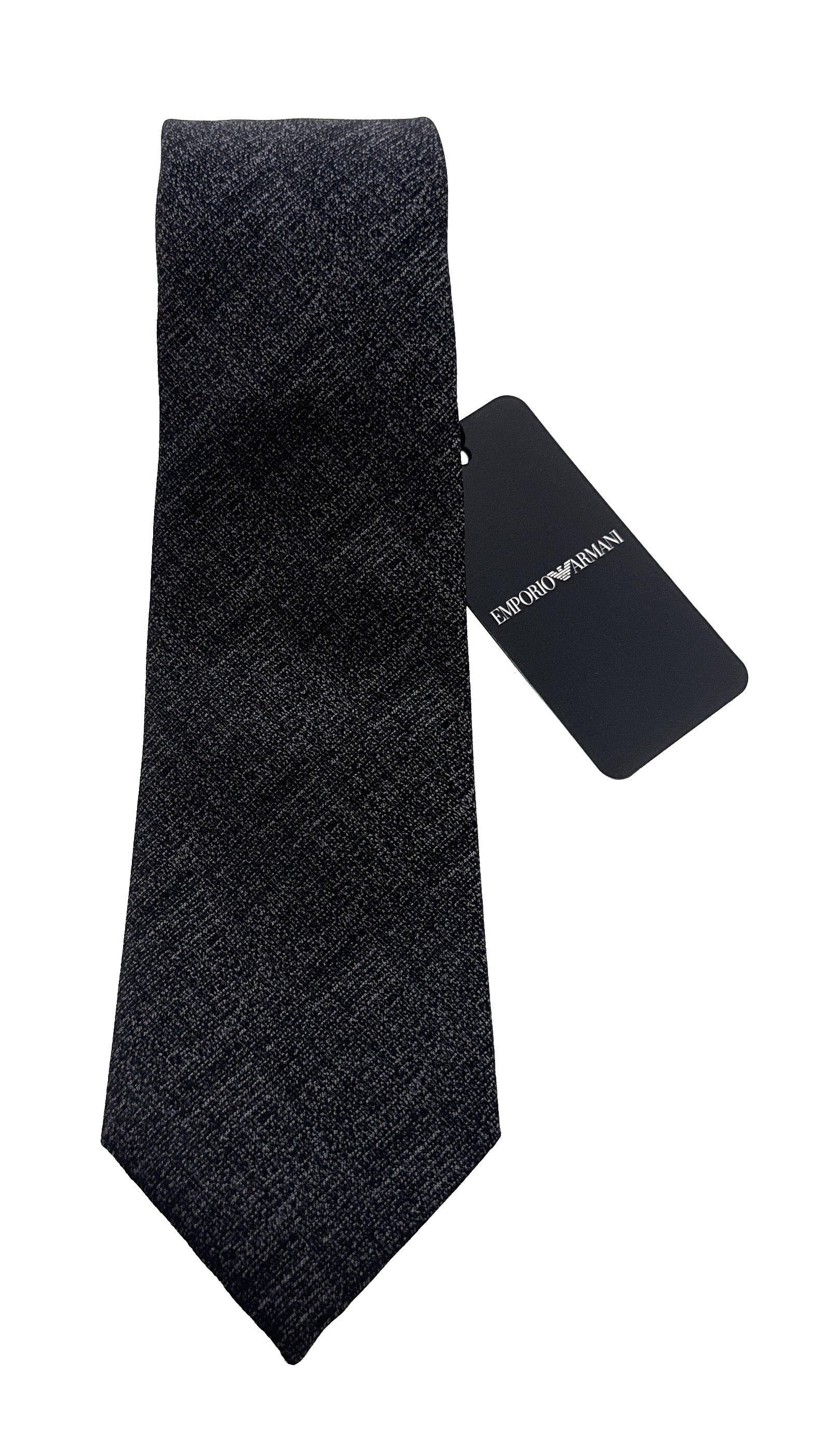Emporio Armani Men's Black Grain Texture 53%%Olyester 47%%Ilk Tie, 3"