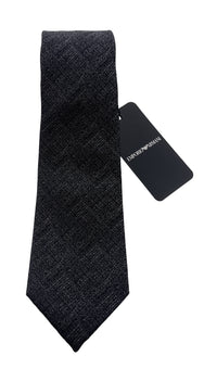 Emporio Armani Men's Black Grain Texture 53%%Olyester 47%%Ilk Tie, 3"