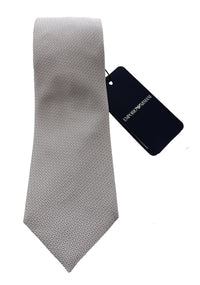 Emporio Armani Men’s Pearl Grey Micro Dot Silk Necktie, 3"